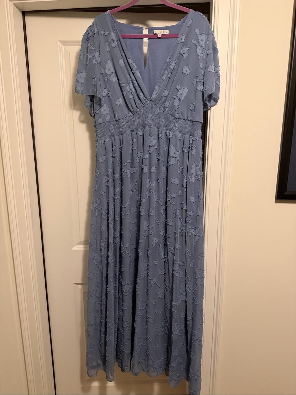 Baltic Born Dusty Blue Floral Lace Maxi Dress